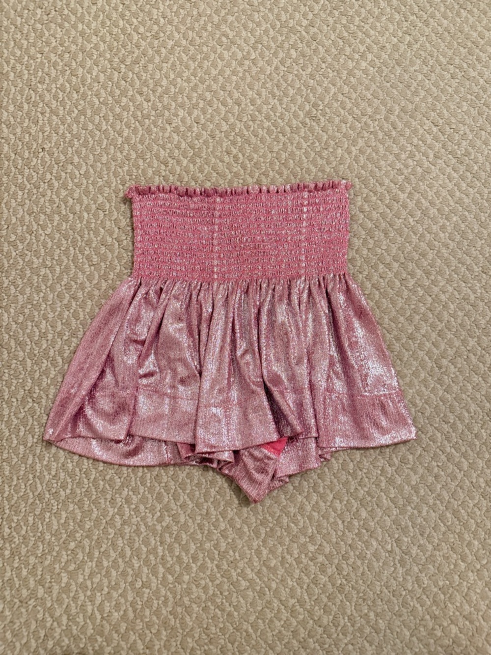 Queen of Sparkles Glitter High Waist Flutter Shorts PINK SIZE: XS - Picture 2 of 6